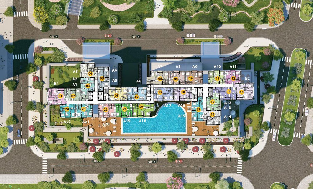 Mặt bằng tầng điển hình block căn hộ HR3. Mặt bằng tầng điển hình block căn hộ HR3.