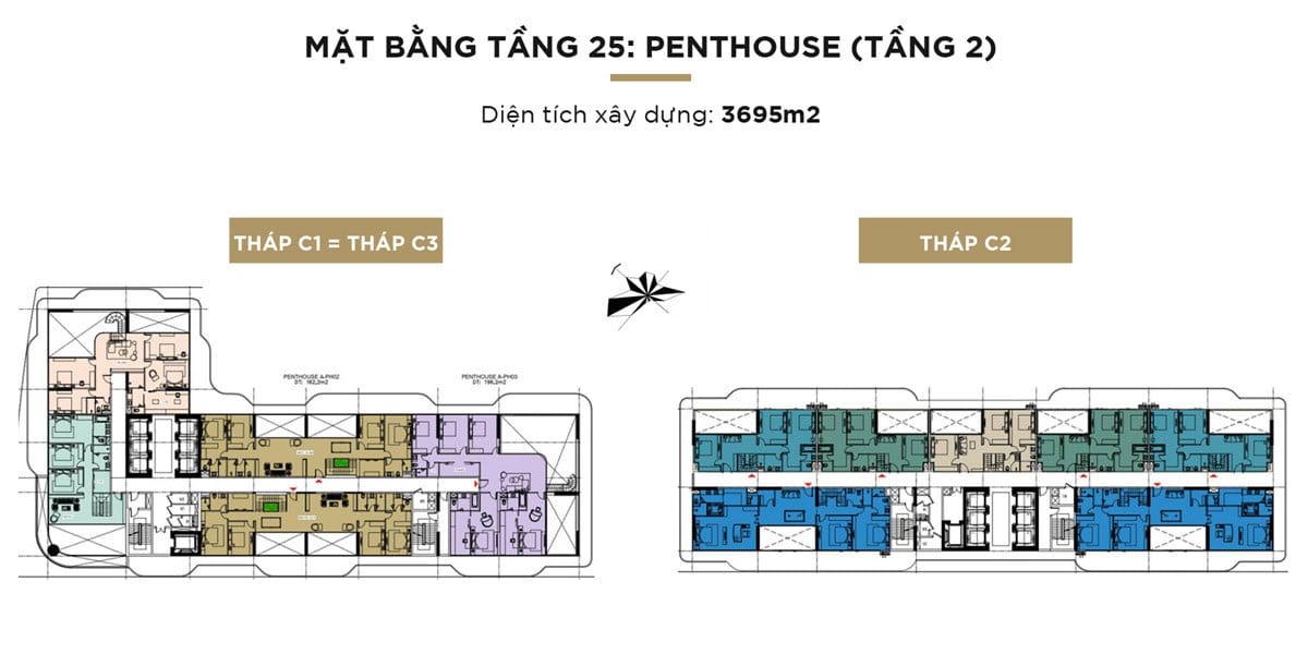 Mặt bằng tầng điển hình tầng 25 là Tầng 2 của căn hộ Penthouse đẳng cấp nhất.