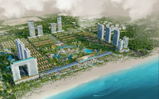 Phối cảnh dự án Sun Group Vũng Tàu - khu đô thị đẳng cấp ven biển với tổng vốn đầu tư 35.000 tỷ đồng.