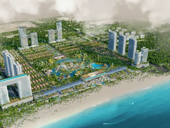 Phối cảnh dự án Sun Group Vũng Tàu - khu đô thị đẳng cấp ven biển với tổng vốn đầu tư 35.000 tỷ đồng.